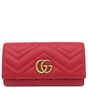 Gucci GG Marmont Continental Wallet Leather Red Flap